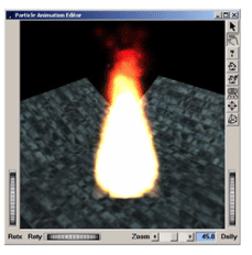 A flame generated with the particleAnimationEditor demo