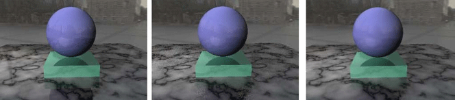 No Glossy Surfaces Effects, Glossy Surfaces Effects, accumulated Glossy Surfaces Effects