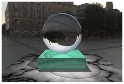 RTXGlass shader (sphere) and RTXPhong shader (cube)